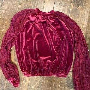 FP Red Velvet Turtleneck Top